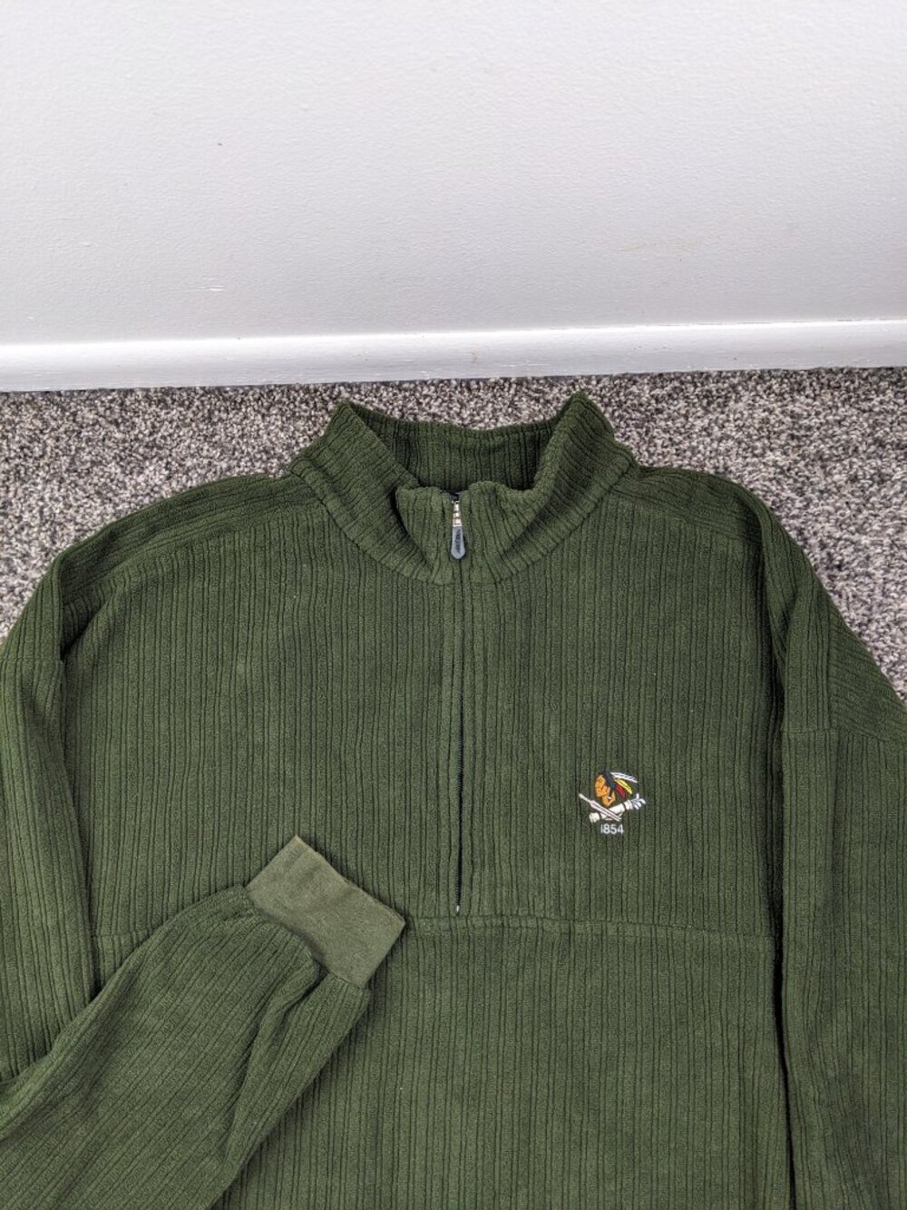Philadelphia Cricket Club Jacket Straight Down Fleece Ribbed Green Mens Large